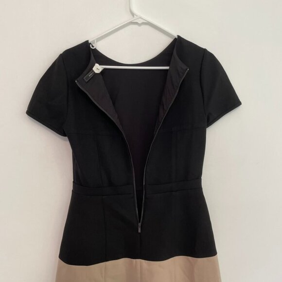 BCBGMAXAZRIA Hannah Dress Black Tan Brown Colorblock Color Block Fit Flare Mini - Picture 12 of 16